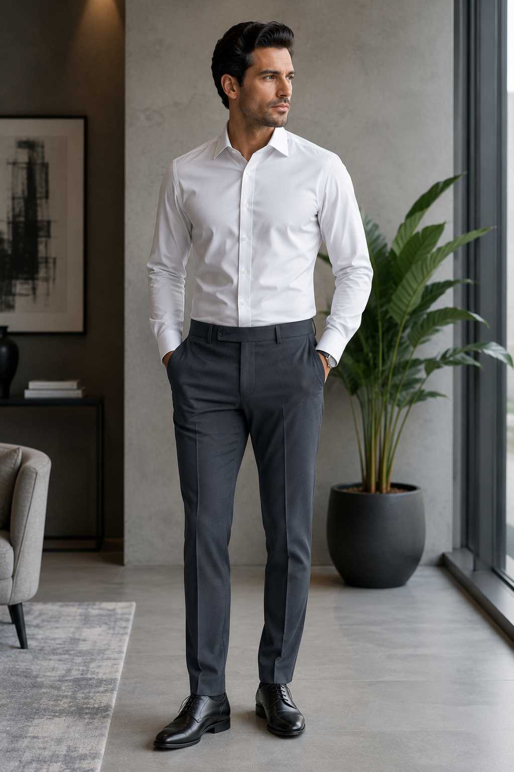MONOFIT MEN'S FORMAL TROUSER SLETI GREY